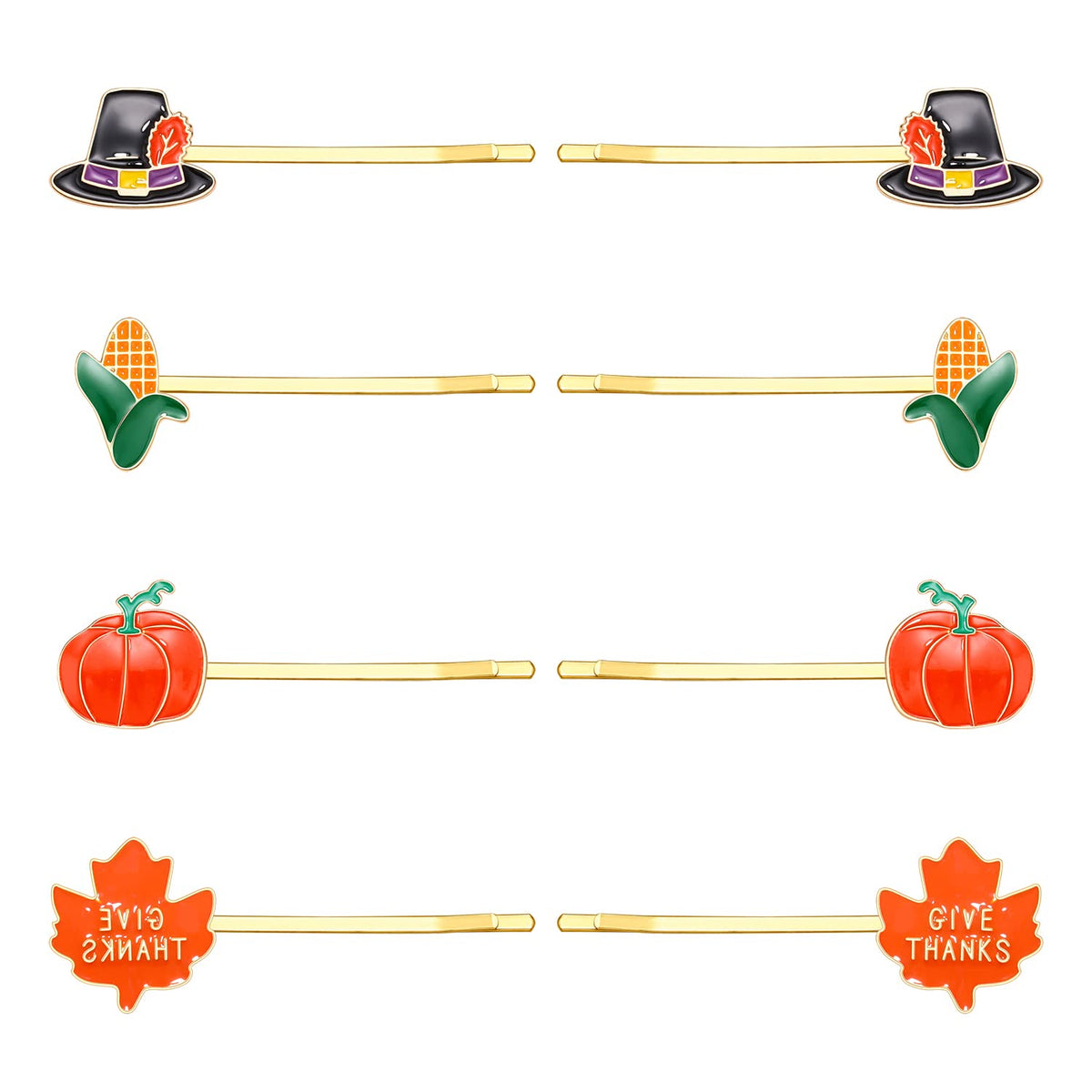 Boderier 8 Pack Thanksgiving Hair Clips - Fall Maple Leaf Turkey Bobby Pins For Women