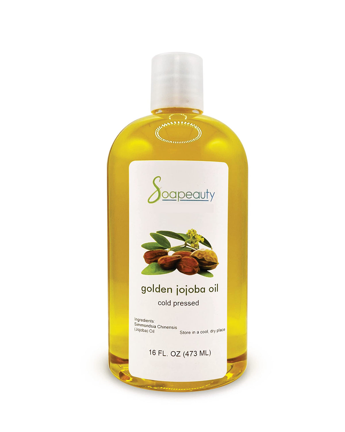 Soapeauty 100% Natural Golden Jojoba Oil - Cold Pressed, 16 Fl Oz for Skin & Hair Growth