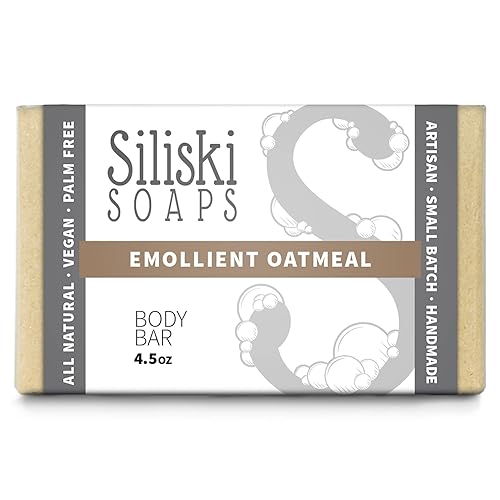 Siliski Soaps All Natural Vegan Hard Bath Soap With Emollient Oatmeal, 4.5 Oz