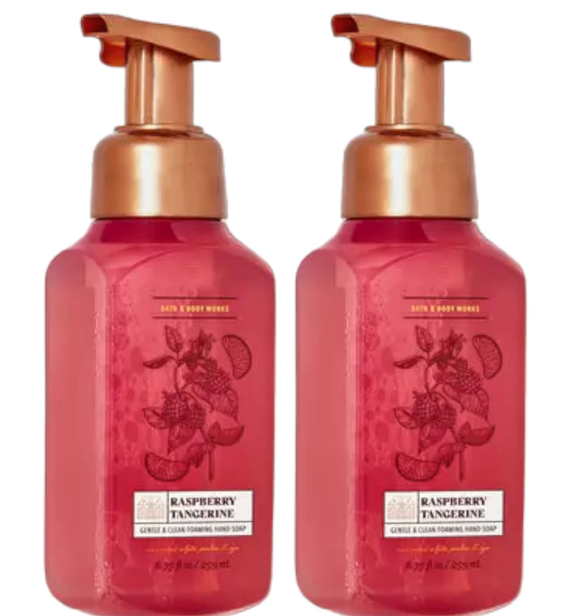 Bath & Body Works Gentle Foaming Hand Soap 8.75 Oz - Raspberry Tangerine 2-Pack