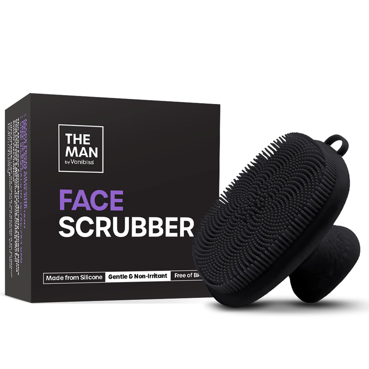 Vanibiss Silicone Face Scrubber For Men - Gentle Exfoliator & Massager - Black