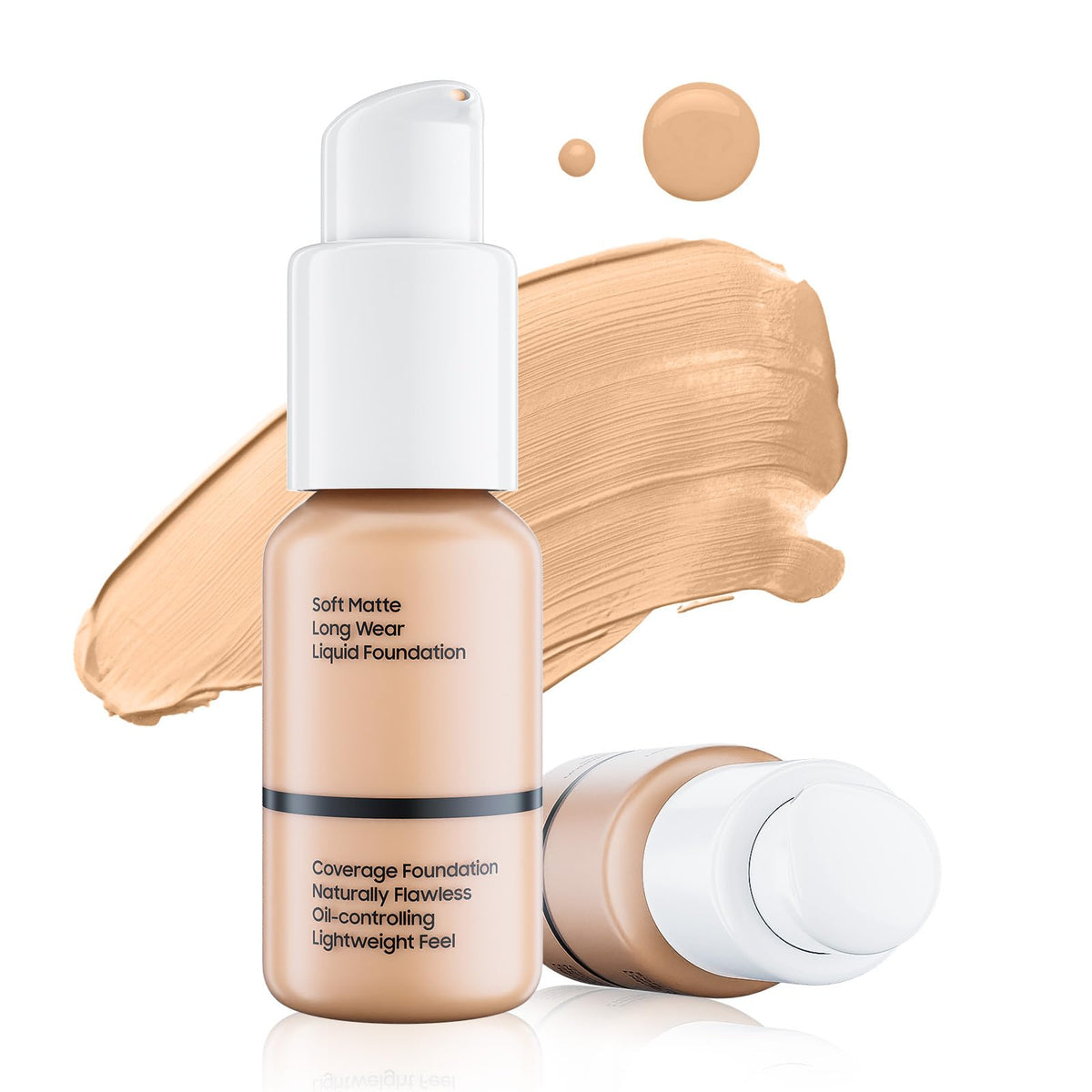 Fanterday Matte Liquid Foundation - Full Coverage, Lightweight, Waterproof, 1 Fl Oz (#104 Buff Beige)