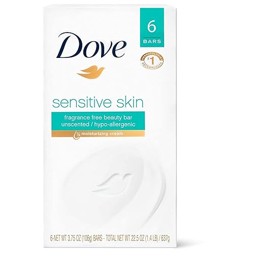 Dove Unscented Bath Bars For Sensitive Skin, 6-Pack (3.75 Oz Each) - 24 Oz Total