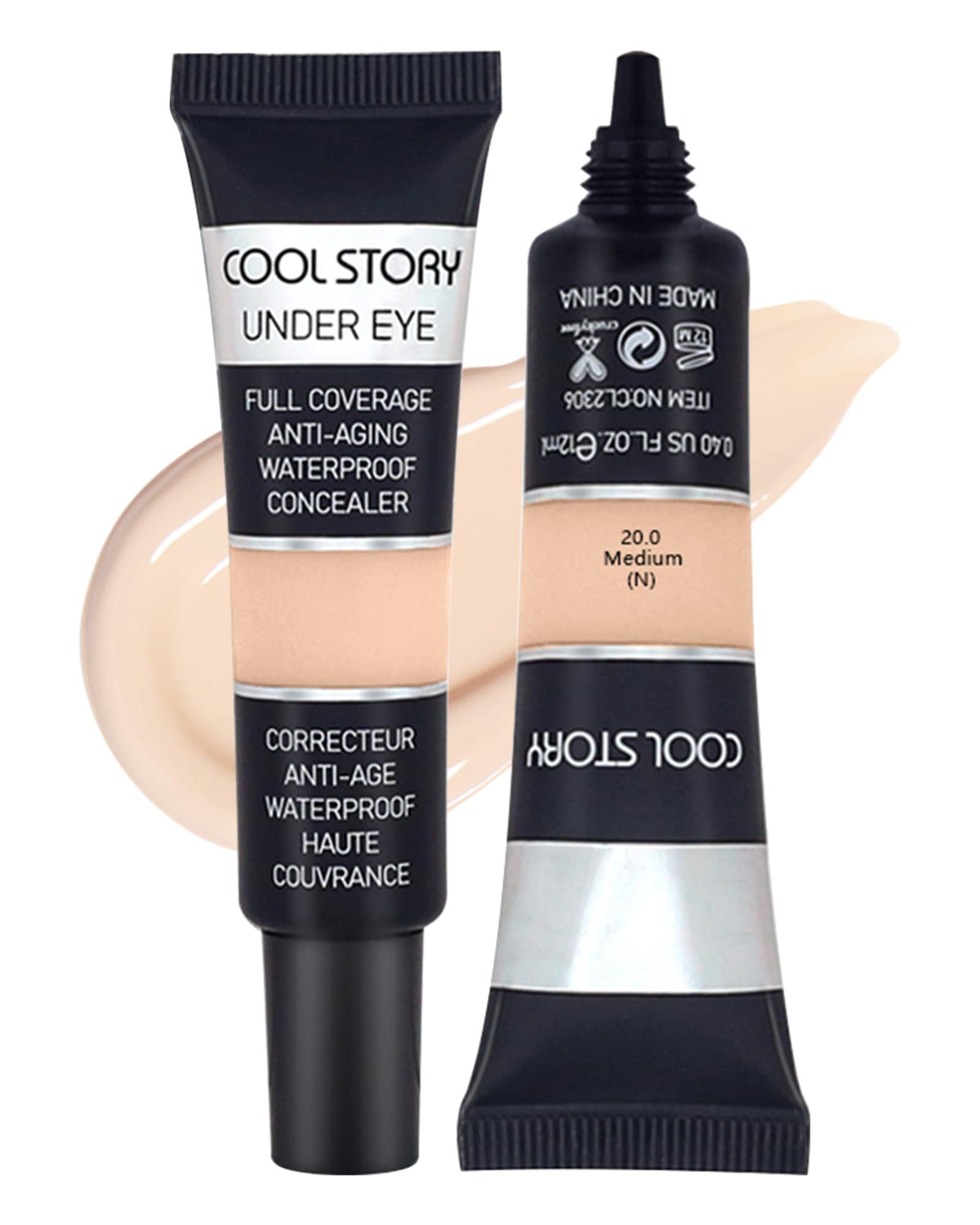 Lestpola 2 Pcs Waterproof Under Eye Concealer, Full Coverage For Dark Circles & Puffiness, Medium