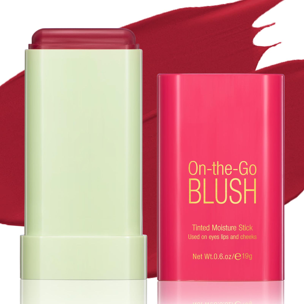 Befivecok Blush Stick For Cheeks - Waterproof Cream Blush Wand, #02 Hot Red, 0.6 Oz