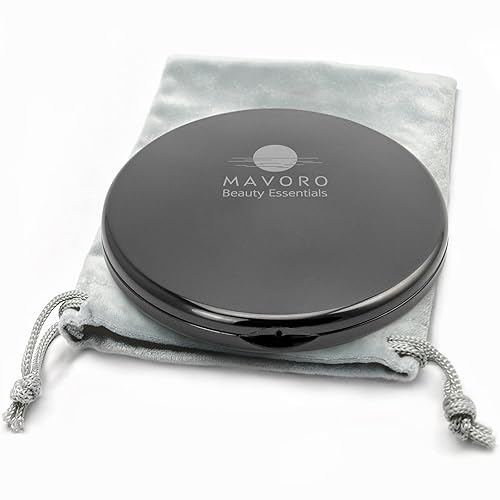 Mavoro 4&quot; Black Magnifying Compact Mirror - 1X/10X Double Sided Travel Makeup Mirror