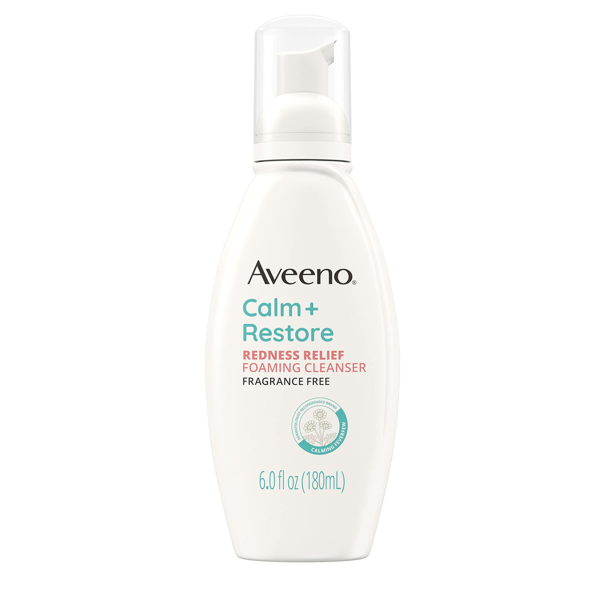 Aveeno Calm + Restore Redness Relief Foaming Cleanser, Hypoallergenic, Fragrance-Free, 6 Fl Oz