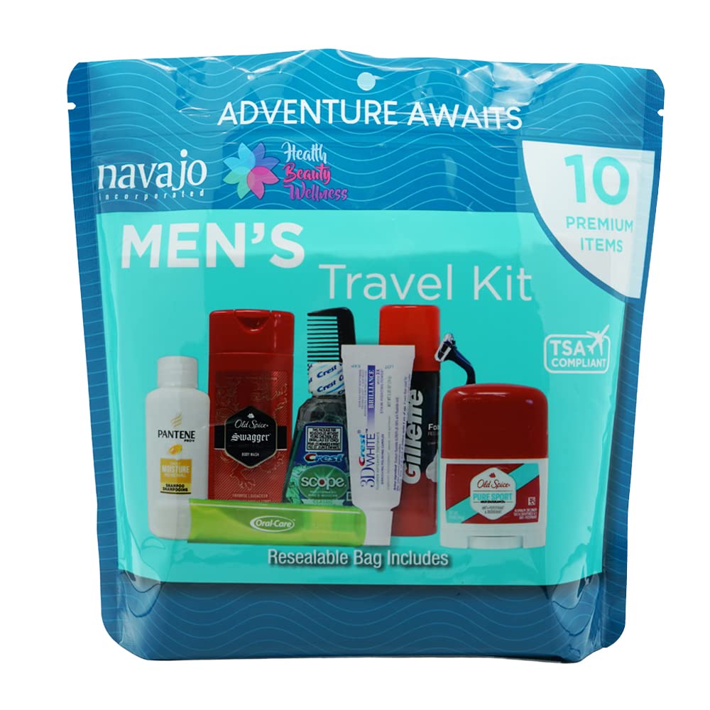 Handy Solutions 10 Piece Resealable Men’S Travel Kit - Assorted Travel Essentials Set