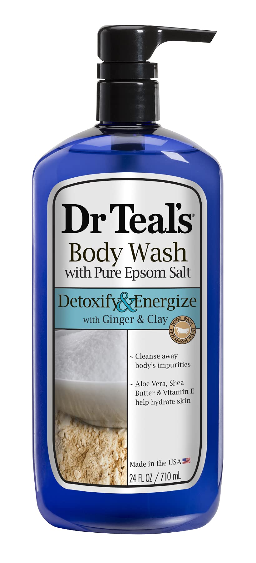 Dr. Teal'S Detox Epsom Salt Body Wash, Ginger & Clay, 24 Fl Oz, Relaxing Bath Care