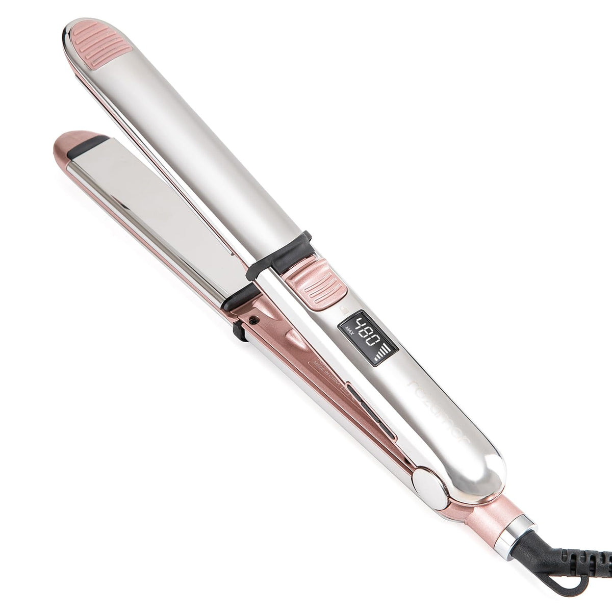 Rozamor 2-In-1 Titanium Ionic Flat Iron & Curler, Fast Heating, Pink, 1 Inch