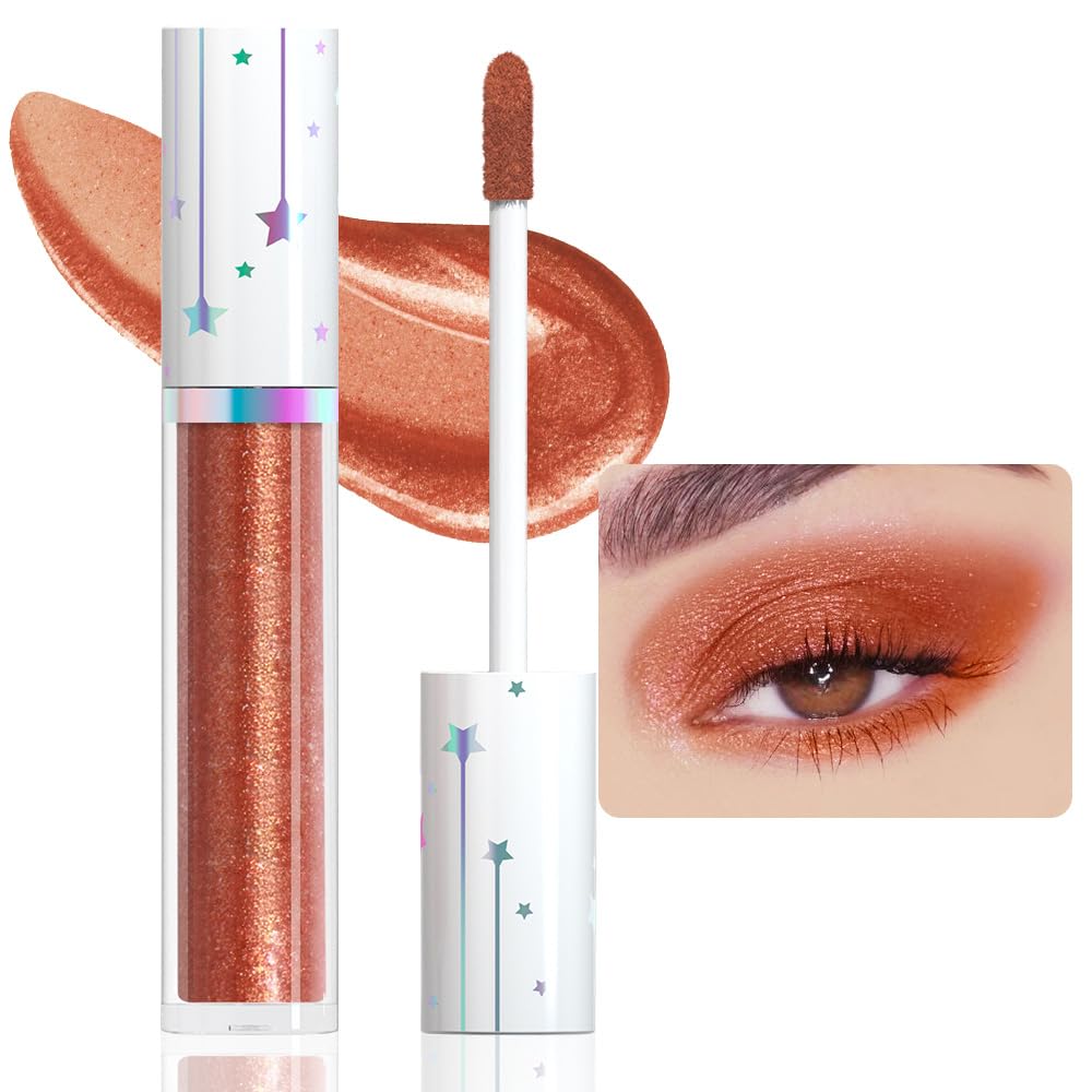 Evpct Liquid Shimmery Glitter Eyeshadow Stick, Waterproof Metallic Eyeliner, 23# Brownish Red