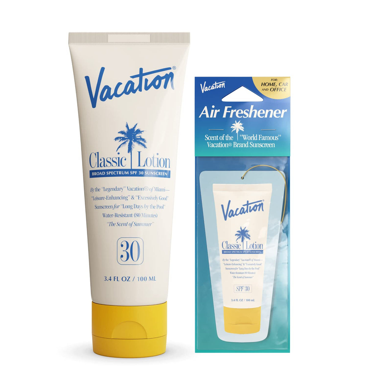 Vacation Sunscreen Lotion Spf 30 & Air Freshener Bundle, Travel Size, Water-Resistant, Vegan