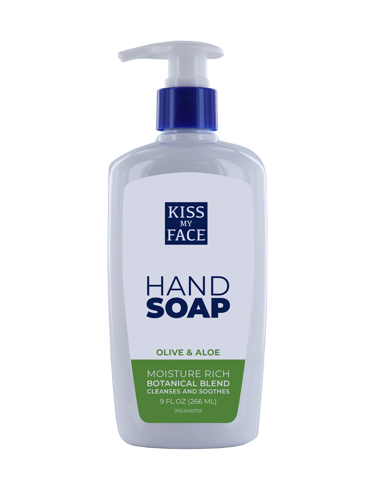 Kiss My Face Vegan Hand Soap, 9 Fl Oz Olive & Aloe, Cruelty-Free With Pump Dispenser