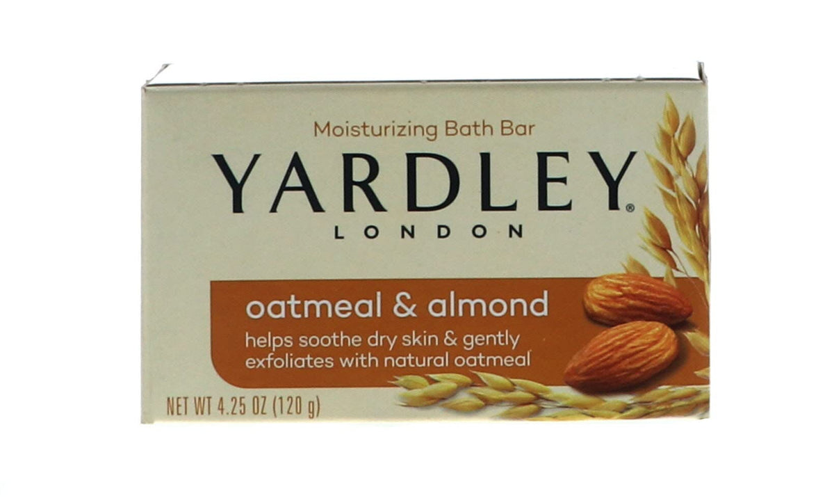 Yardley Oatmeal Almond Bath Bar 4Oz - Moisturizing Soap, Pack Of 2, Brown Color