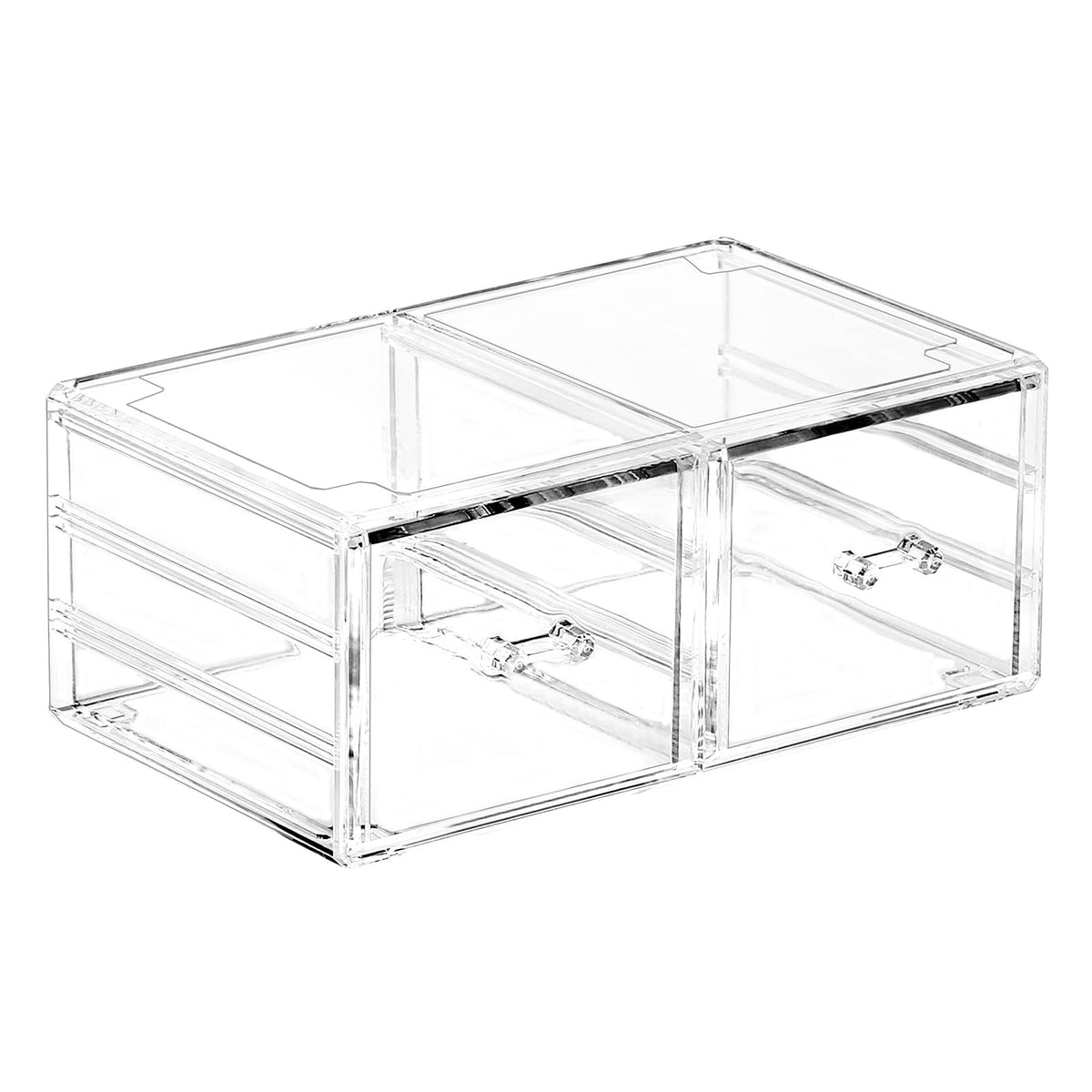 Cq Acrylic White Makeup Organizer - Stackable 4-Drawer Cosmetic Display Case for Beauty & Skincare