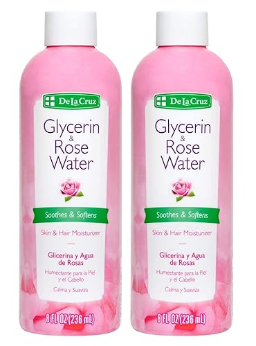 De La Cruz Rose Water & Glycerin Facial Toner & Moisturizer - 8 Fl Oz (2 Bottles)