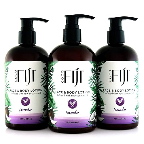 Organic Fiji Coco Fiji Face & Body Lotion With Coconut Oil - 12 Oz, Pack Of 3 For Dry Skin