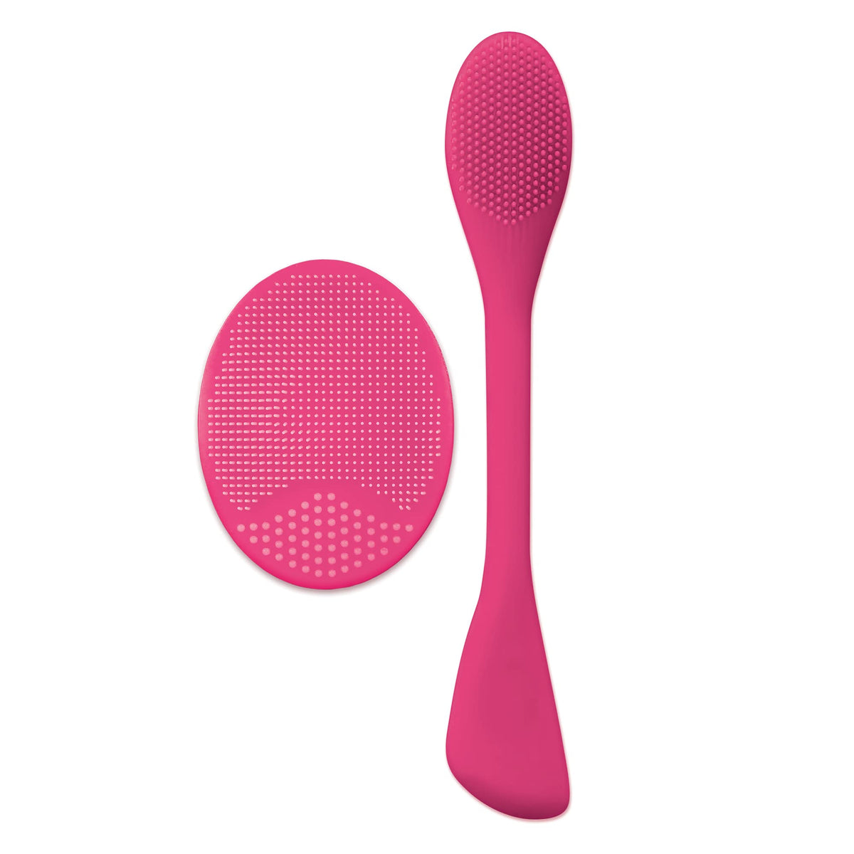 Plum Beauty Facial Skin Scrubber Set - Pink Silicone, Exfoliates, Opens Pores, Wall Suction