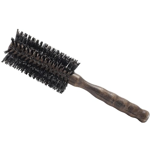 Ibiza Hair Boar Round Brush - Hybrid Bristles, Hardwood Handle, Beachy Waves, Frizzy Hair Solution