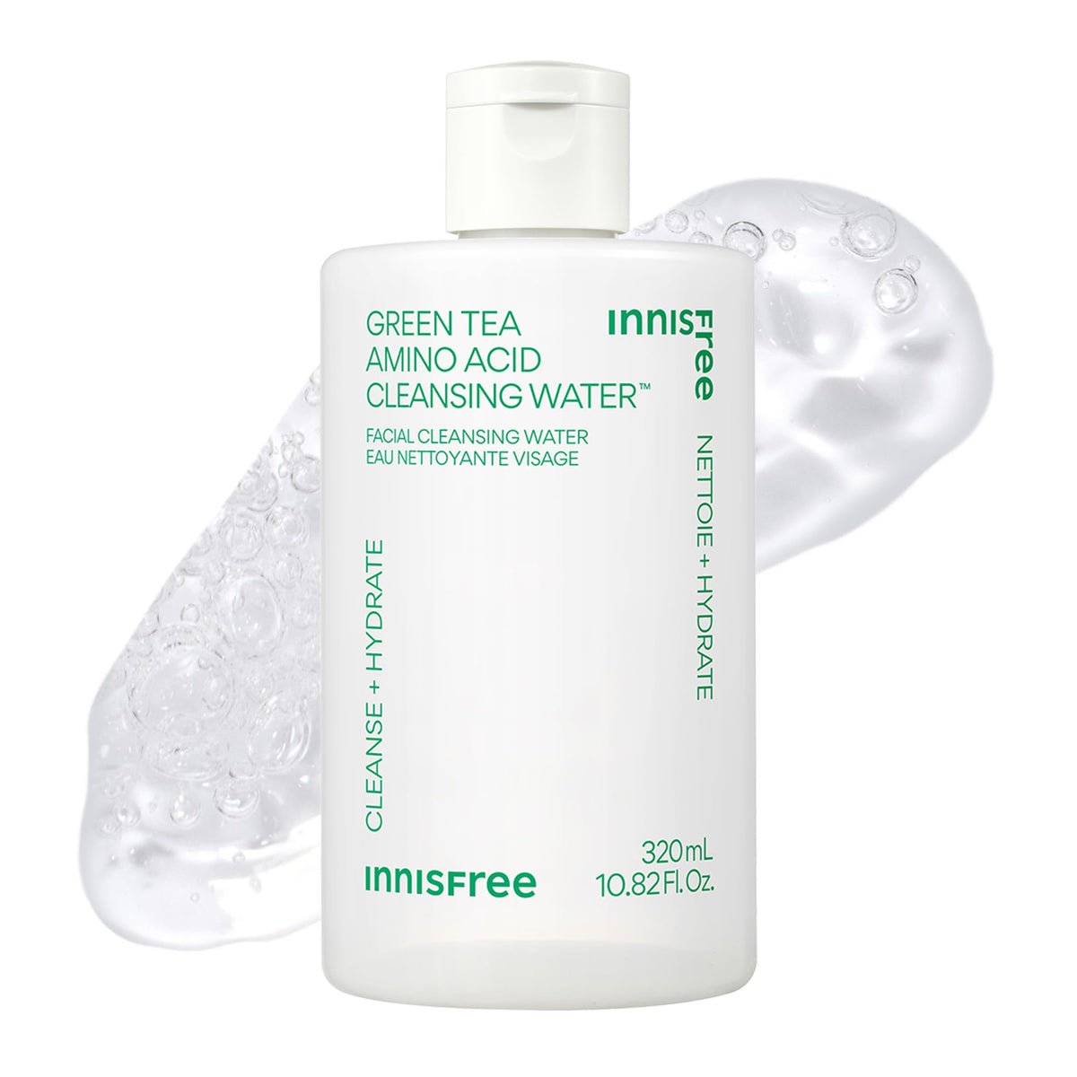 Innisfree Green Tea Amino Acid Cleansing Water, Hydrating Micellar Makeup Remover, 10.14 Fl Oz