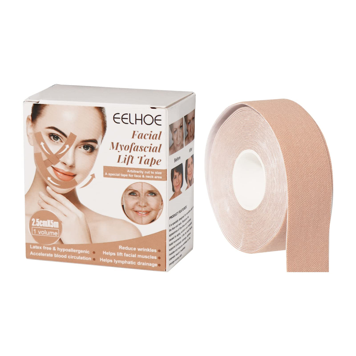 Consio Face Lift Tape - 16.5Ft Anti-Wrinkle Facial Tape For Firming & Tightening Skin