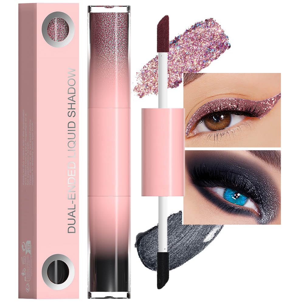 Evpct Dual-Ended Glitter Eyeshadow - Waterproof Shimmer & Long Lasting, Light Pink & Black