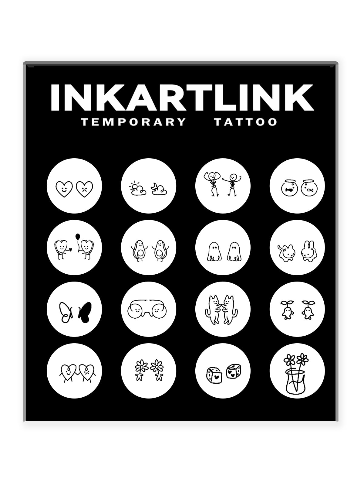 Inkartlink Small Semi-Permanent Tattoos, 16 Designs, Waterproof, Realistic Look, 2X3 Inch