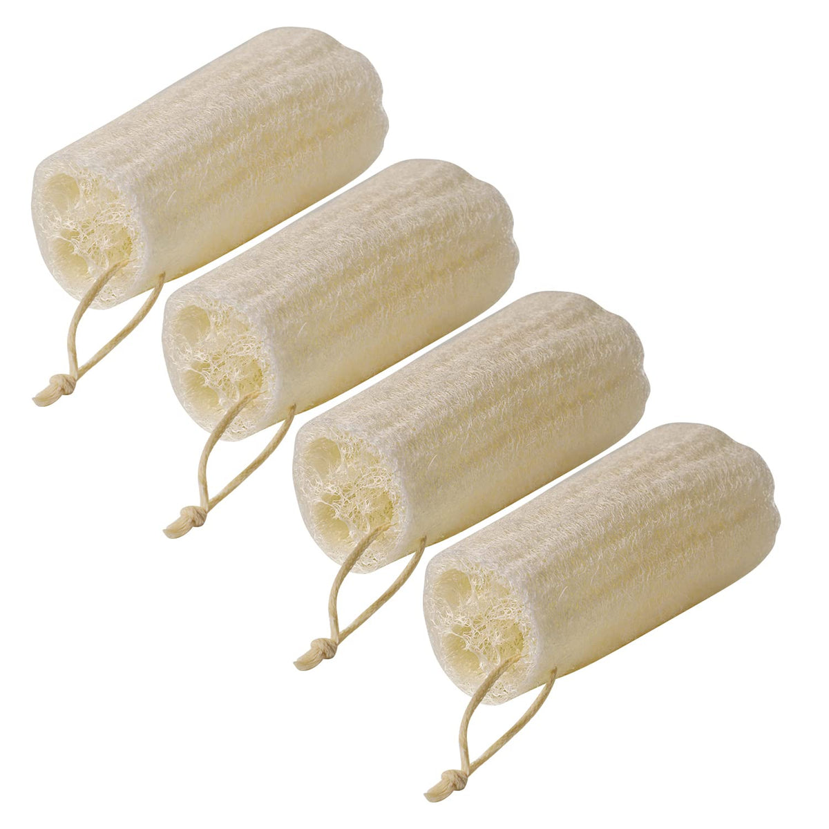 Nongcunren 6 Inch Natural Loofah Bath Shower Sponge 4 Pack - Exfoliating Body Scrubber