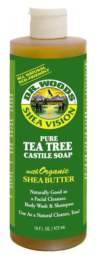 Dr. Woods Tea Tree Castile Soap With Shea Butter, 16 Fl Oz, Pack Of 12