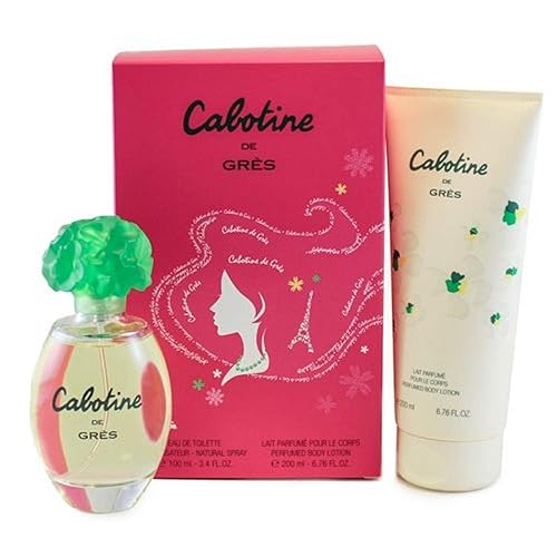 Parfums Gres Cabotine Gift Set For Women - Eau De Toilette Spray 3.4Oz & Body Lotion 6.