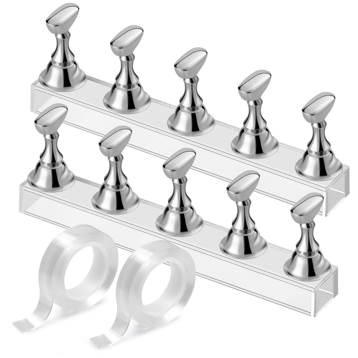 Etercycle Acrylic Nail Stand - Magnetic Display Holder For Nail Art & Diy Salon Supplies, Silver