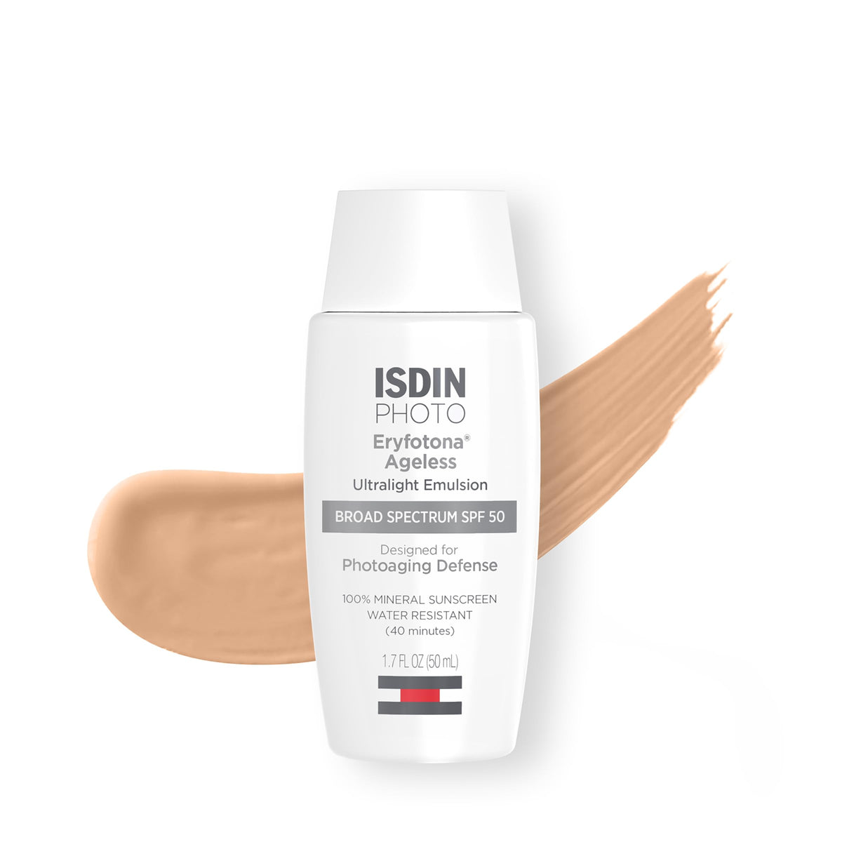 Isdin Eryfotona Ageless Tinted Mineral Sunscreen Spf 50, 1.7 Fl Oz, Water Resistant