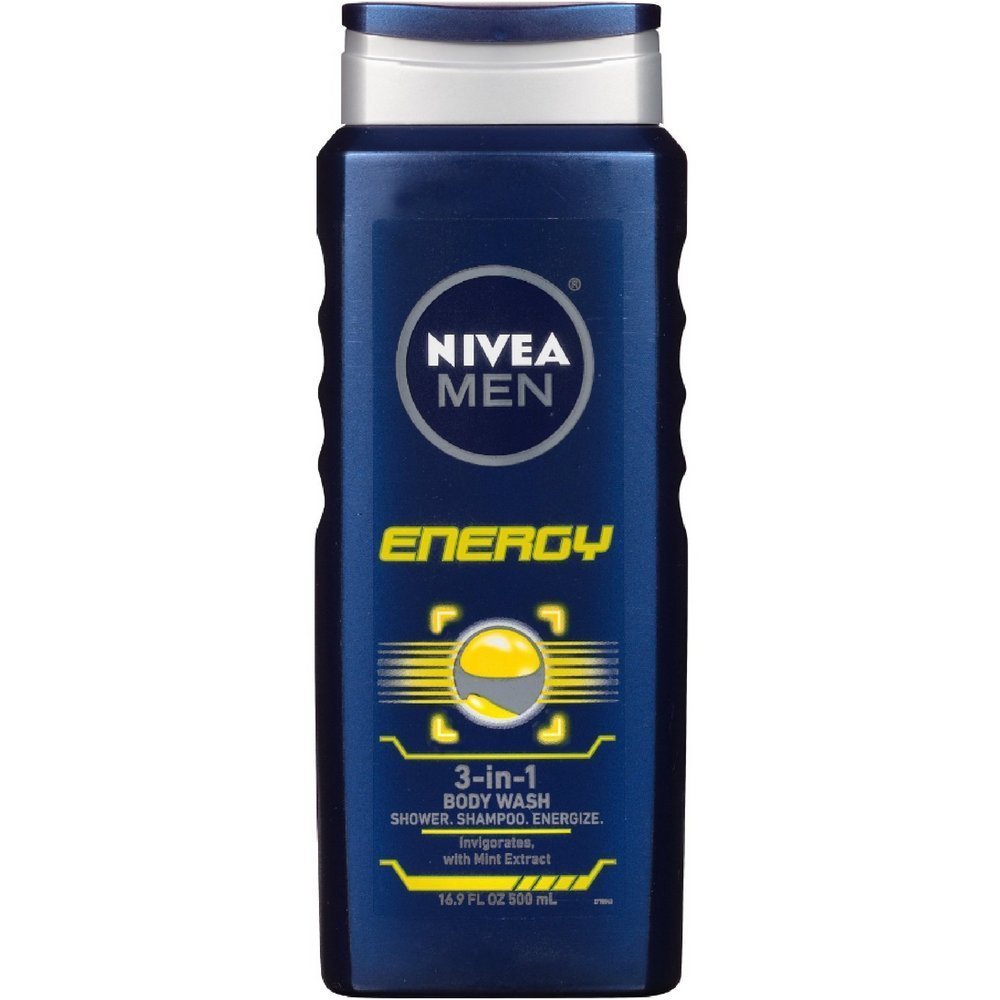 Nivea For Men 3-In-1 Body Wash Energy, 16.9 Oz - Pack Of 2, Refreshing Clean