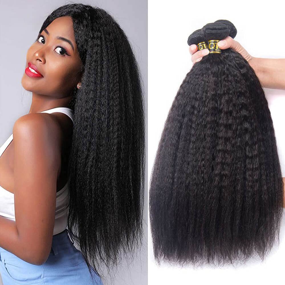 QTHAIR 14A Yaki Straight Hair Bundles 24&quot; 26&quot; 28&quot; 300g Natural Black Human Hair