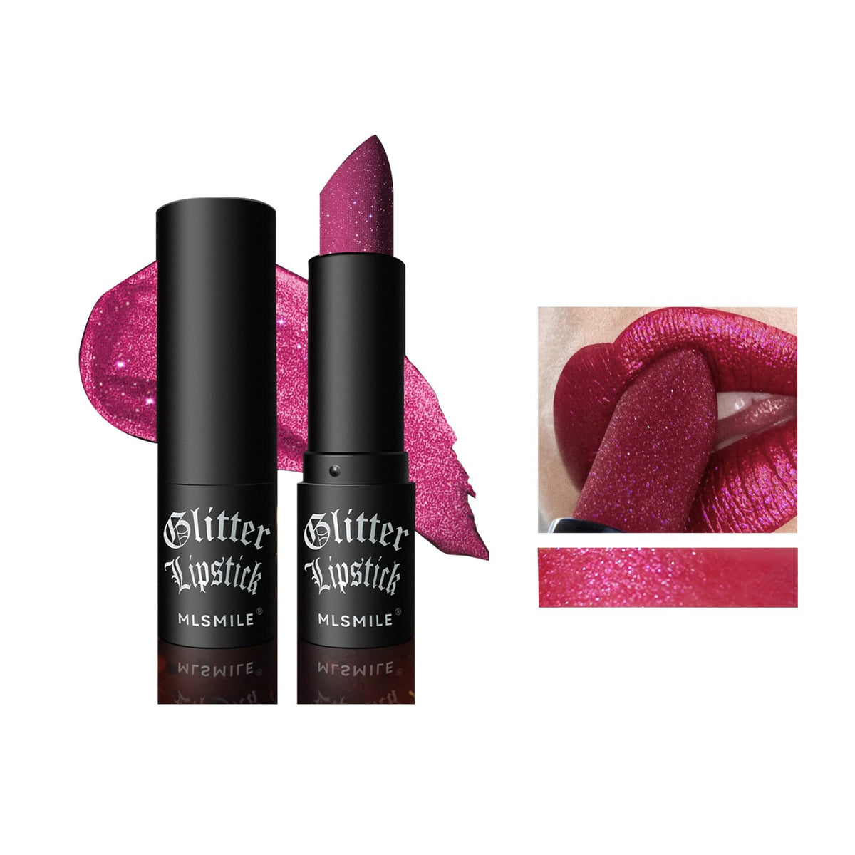 Miescher Diamond Lipstick & Gloss - Long Lasting Waterproof Glitter, High Shine Matte, 04# Pink