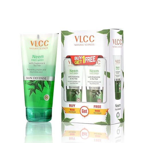 Vlcc Neem Face Wash With Chamomile & Tea Tree - Anti-Acne Cleanser, 5.07 Fl Oz (Pack Of