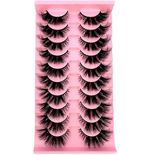 HBZGTLAD 3D Mink Eyelashes - Winged, Thick, Handmade, Natural Look, Black, JF-9