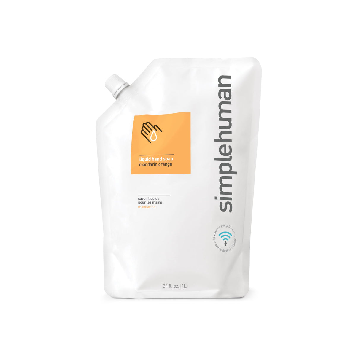 Simplehuman Mandarin Orange Liquid Hand Soap Refill Pouch, 34 Fl Oz - Moisturizing Formula