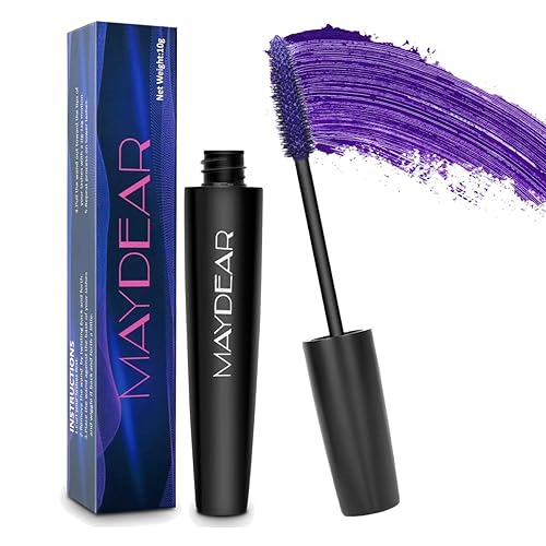 Maydear Waterproof Purple Mascara - Long Lasting, Smudgeproof, Fast Dry Eye Makeup for Women