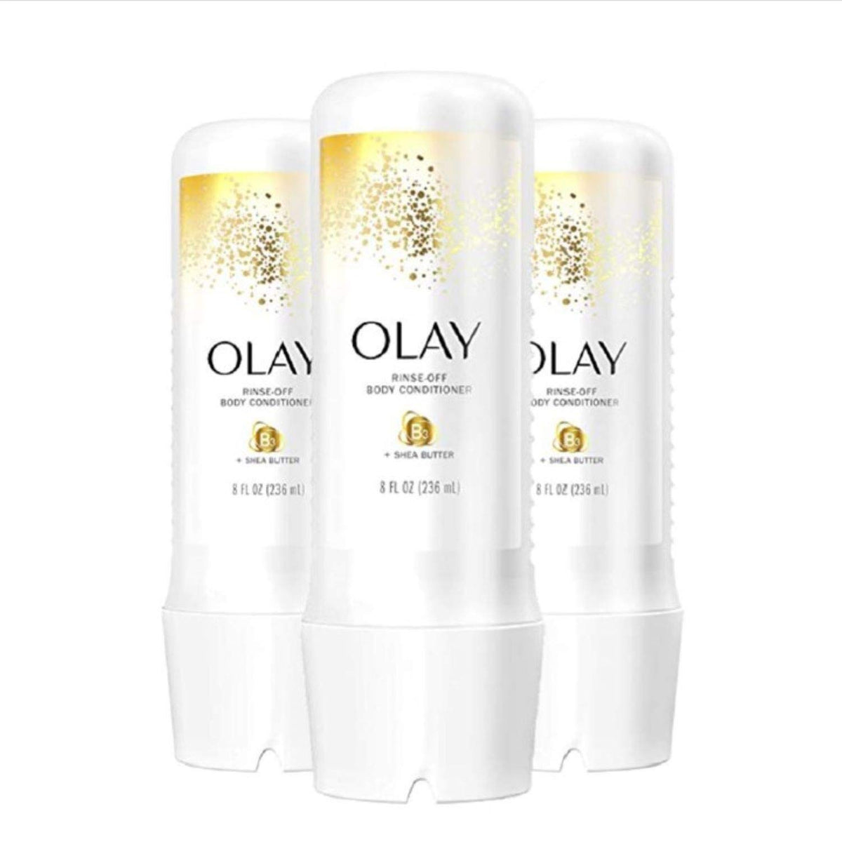 Olay In-Shower Rinse-Off Body Conditioner, B3 & Shea Butter, 8 Fl Oz, Pack Of 3 For Dry