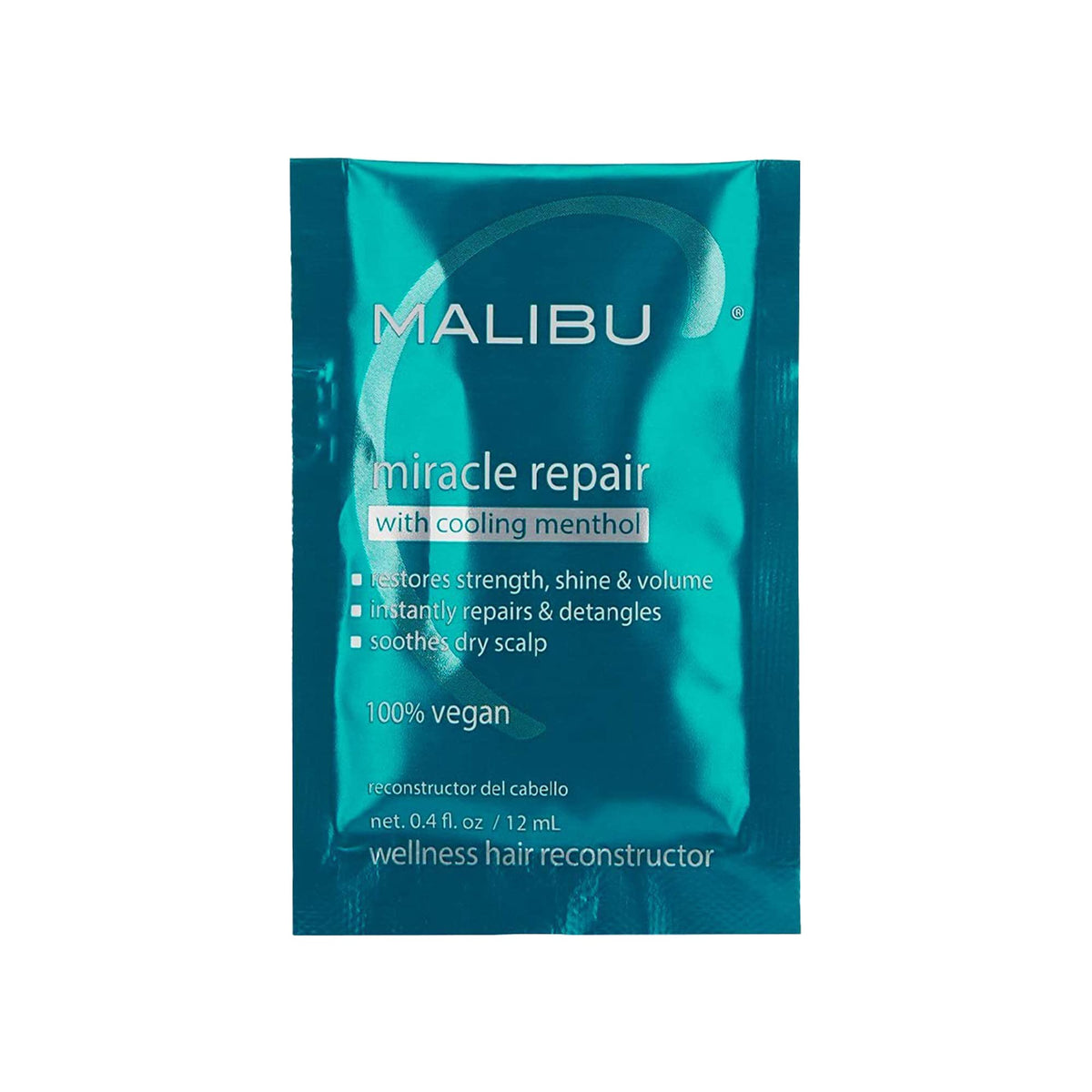 Malibu C Miracle Repair Hair Treatment - Cooling Menthol For Weak, Damaged Strands, 1 Packet