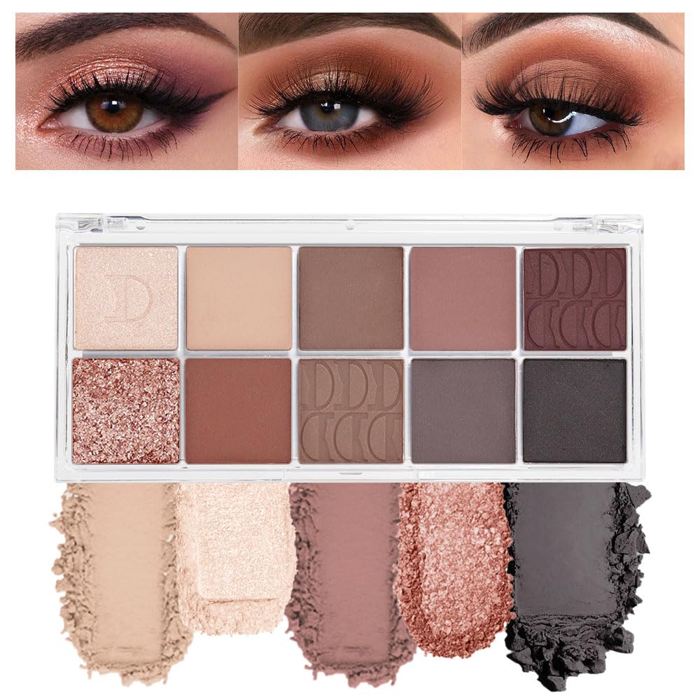 Oranot 10-Color Gold Brown Gray Eyeshadow Palette - Highly Pigmented, Waterproof, Hypoallergenic