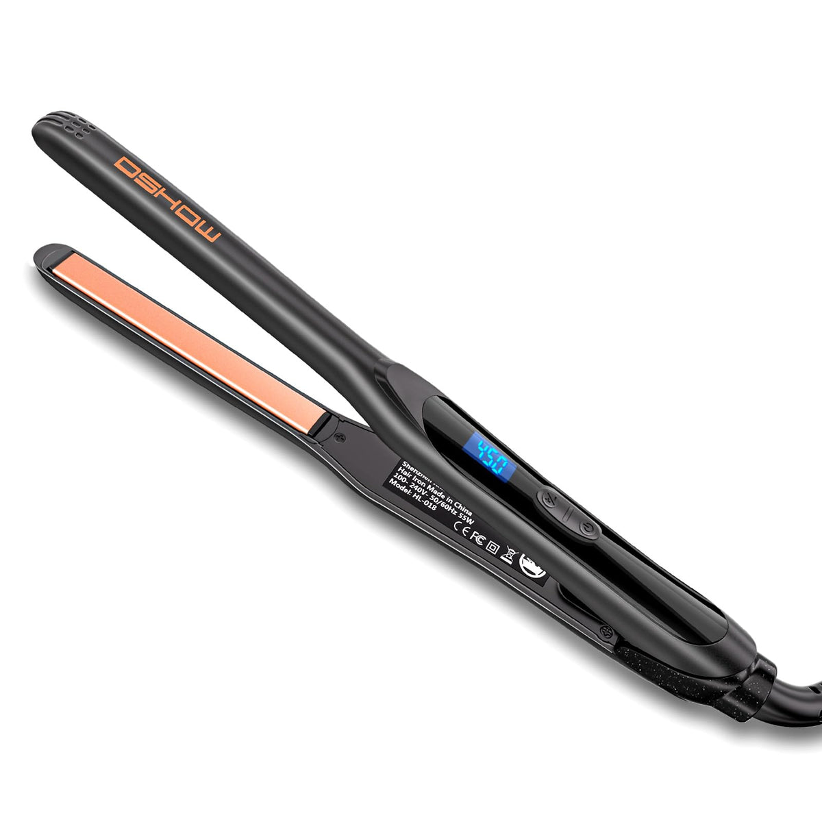 Dshow 1/2&quot; Mini Flat Iron - Tourmaline Ceramic Travel Hair Straightener For Short Hair, Black