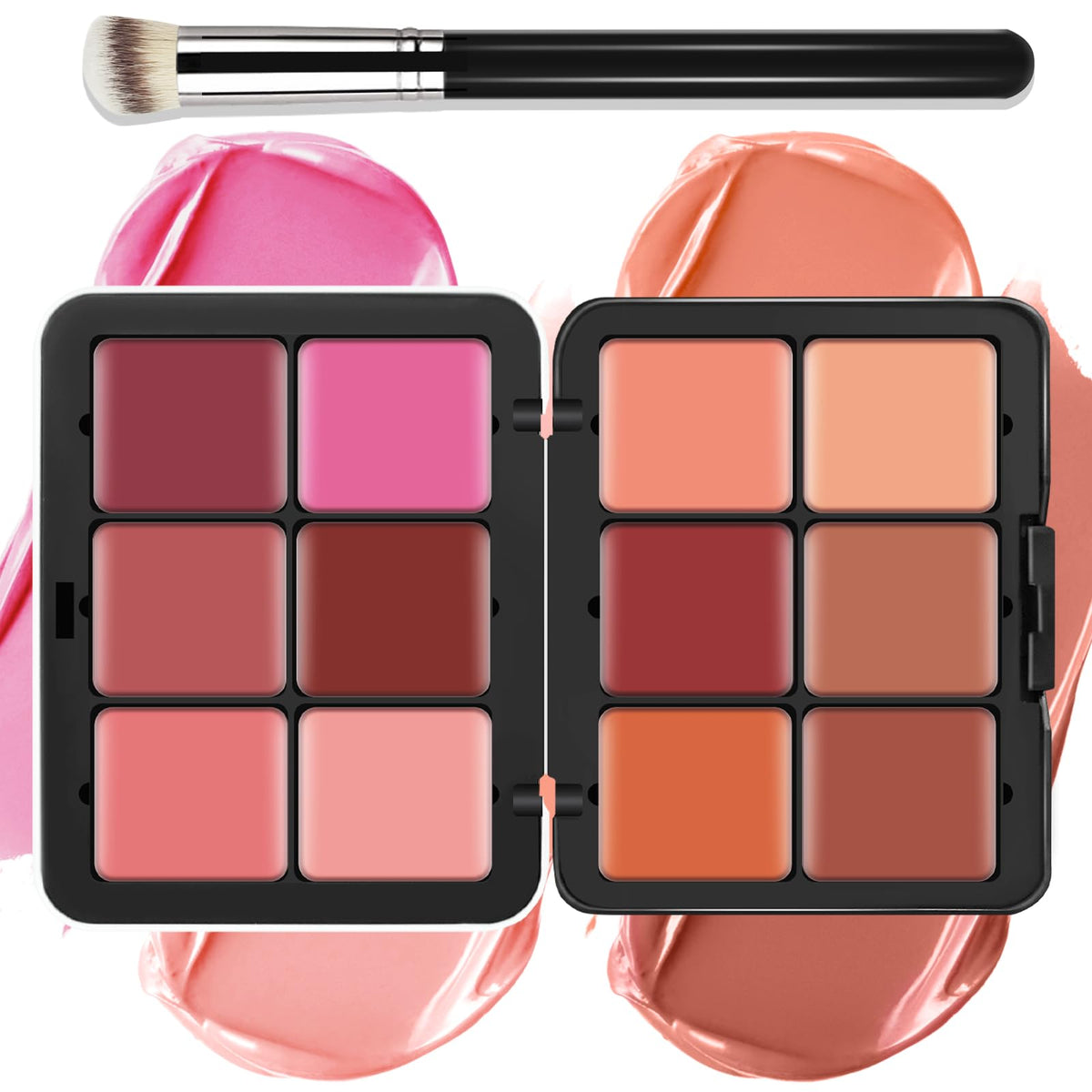 Lsxia 12 Color Blush Makeup Palette - Waterproof, Long-Wearing, Blendable With Brush (#01)