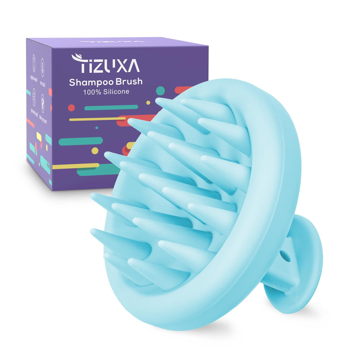 Tizuxa Silicone Scalp Massager Brush For Hair Growth & Exfoliation - Blue Hair Care Tool