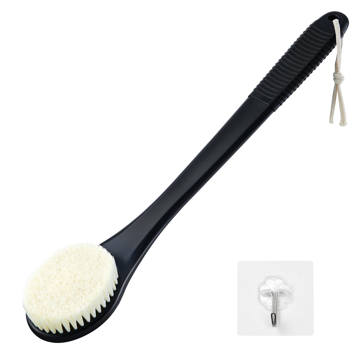 Vanzavanzu Back Scrubber - 17&quot; Long Handle Shower Brush, Exfoliator With Non-Slip Grip,