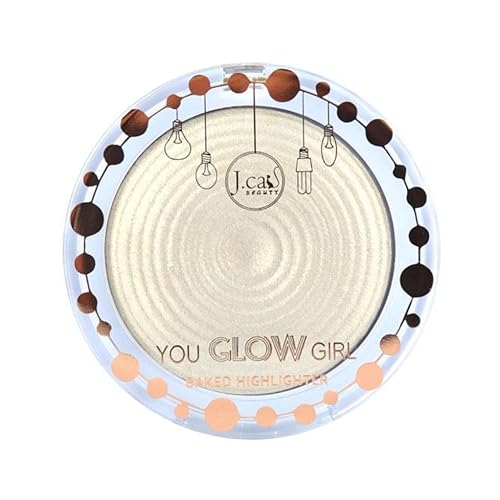 J.CAT BEAUTY You Glow Girl Baked Highlighter - White Goddess, 0.3 Ounce, Radiant Glow