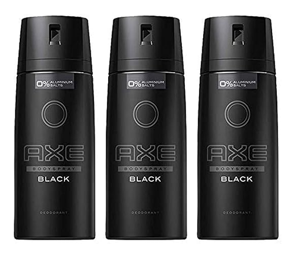 Axe Deodorant Body Spray Black For Men, 150Ml/5.07Oz (3-Pack) - Long-Lasting