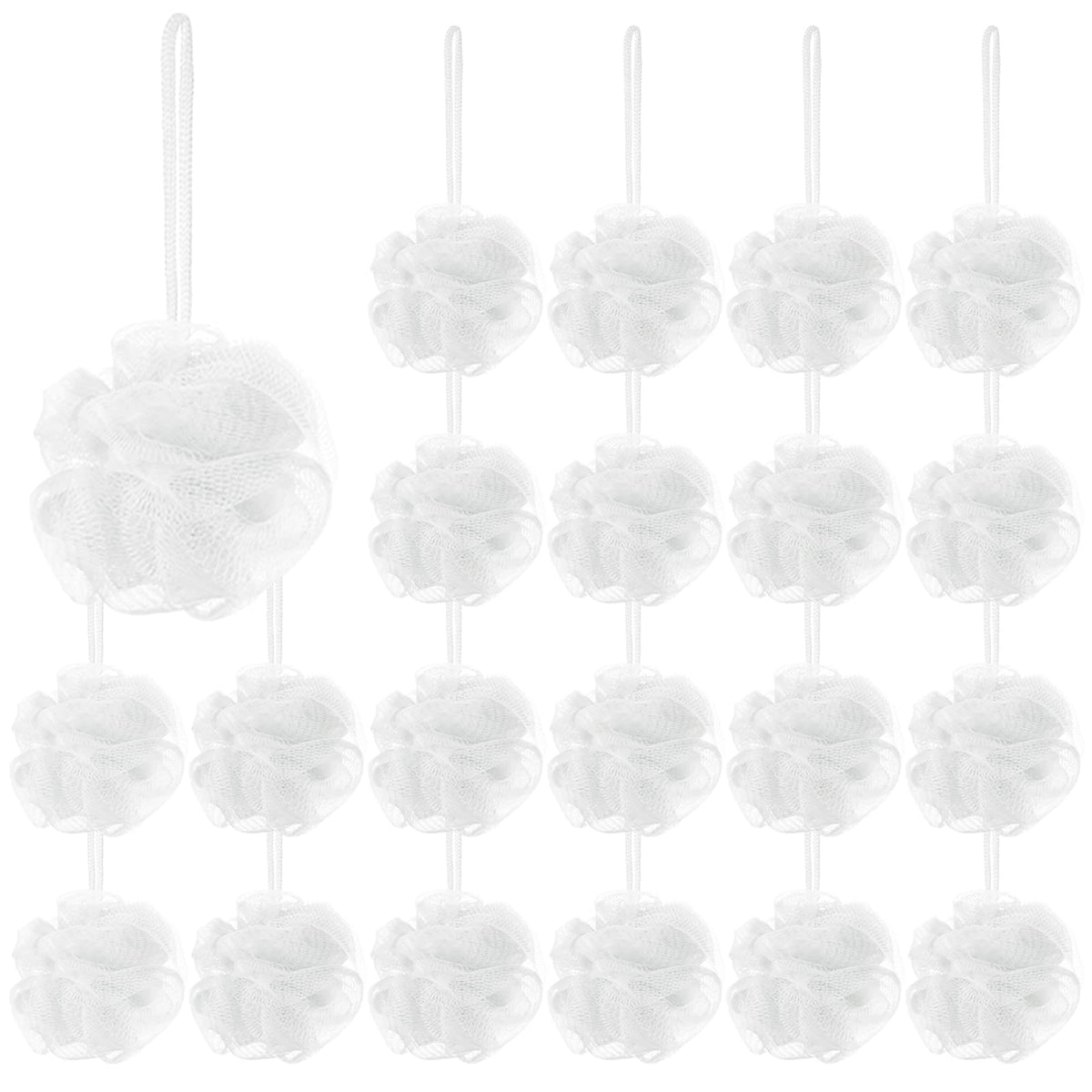 Shellwei 24 Pcs White Loofah Sponge Set - Mini Shower Pouf Exfoliating Body Scrubber For All