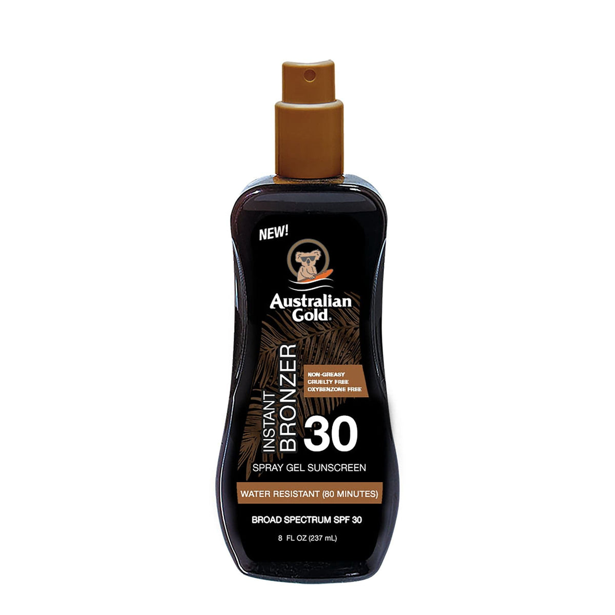 Australian Gold Spf 30 Spray Gel Sunscreen With Instant Bronzer, 8 Fl Oz - Water Resistant & Cruelty Free